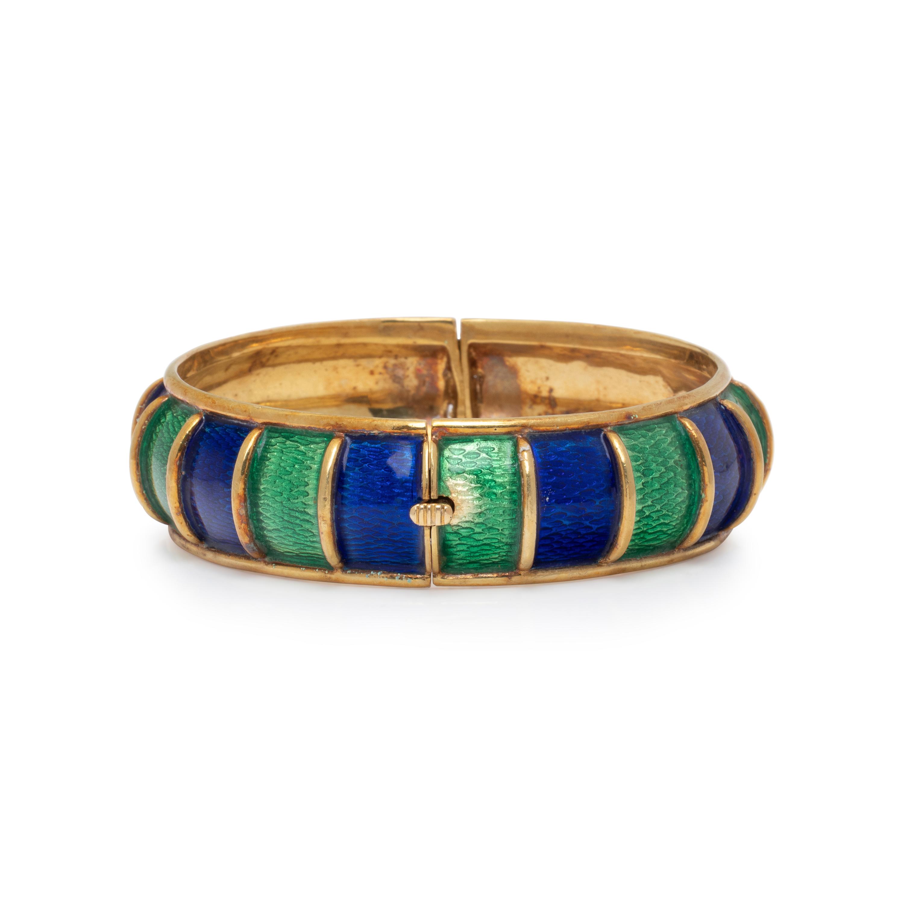 CELLINO, BLUE AND GREEN ENAMEL BANGLE BRACELET