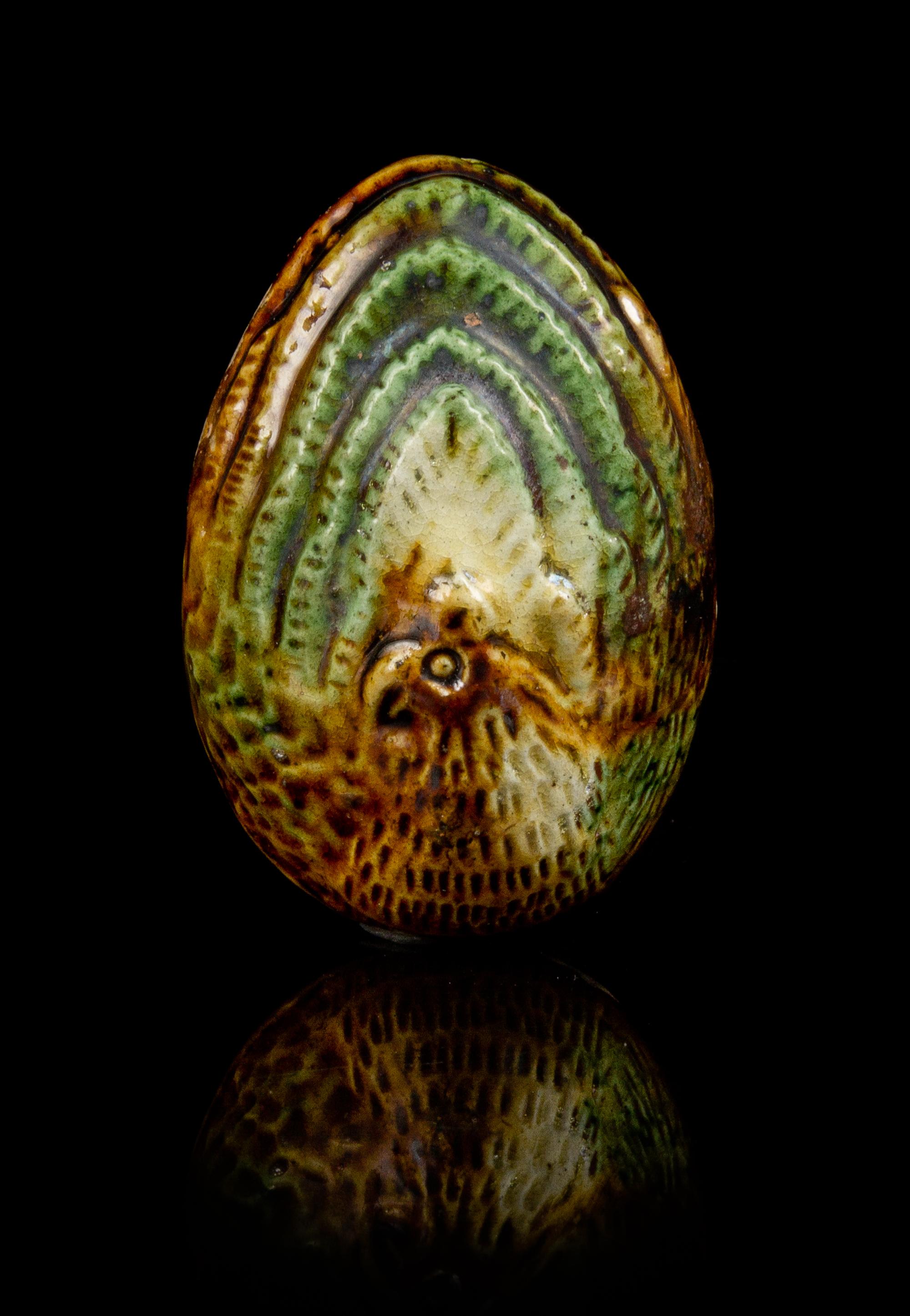 A Sancai Glazed Pottery Whistle Height 2 1/2 inches.