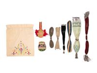 Collection of Sixteen Beaded and Embroidered Fabric and Leather Bags, 1850-1905
