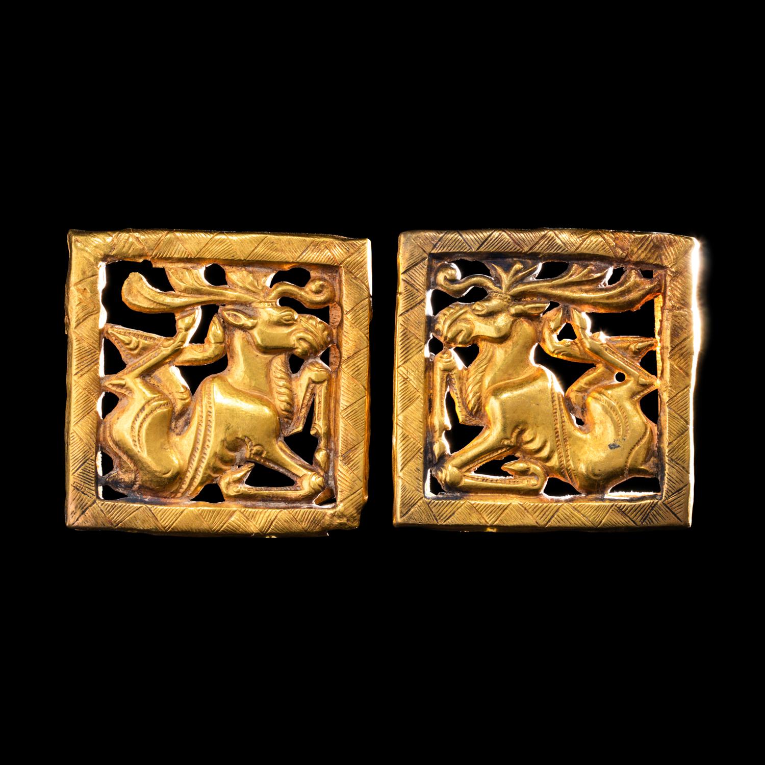 A Pair of Eurasian Gold Plaques with Stags