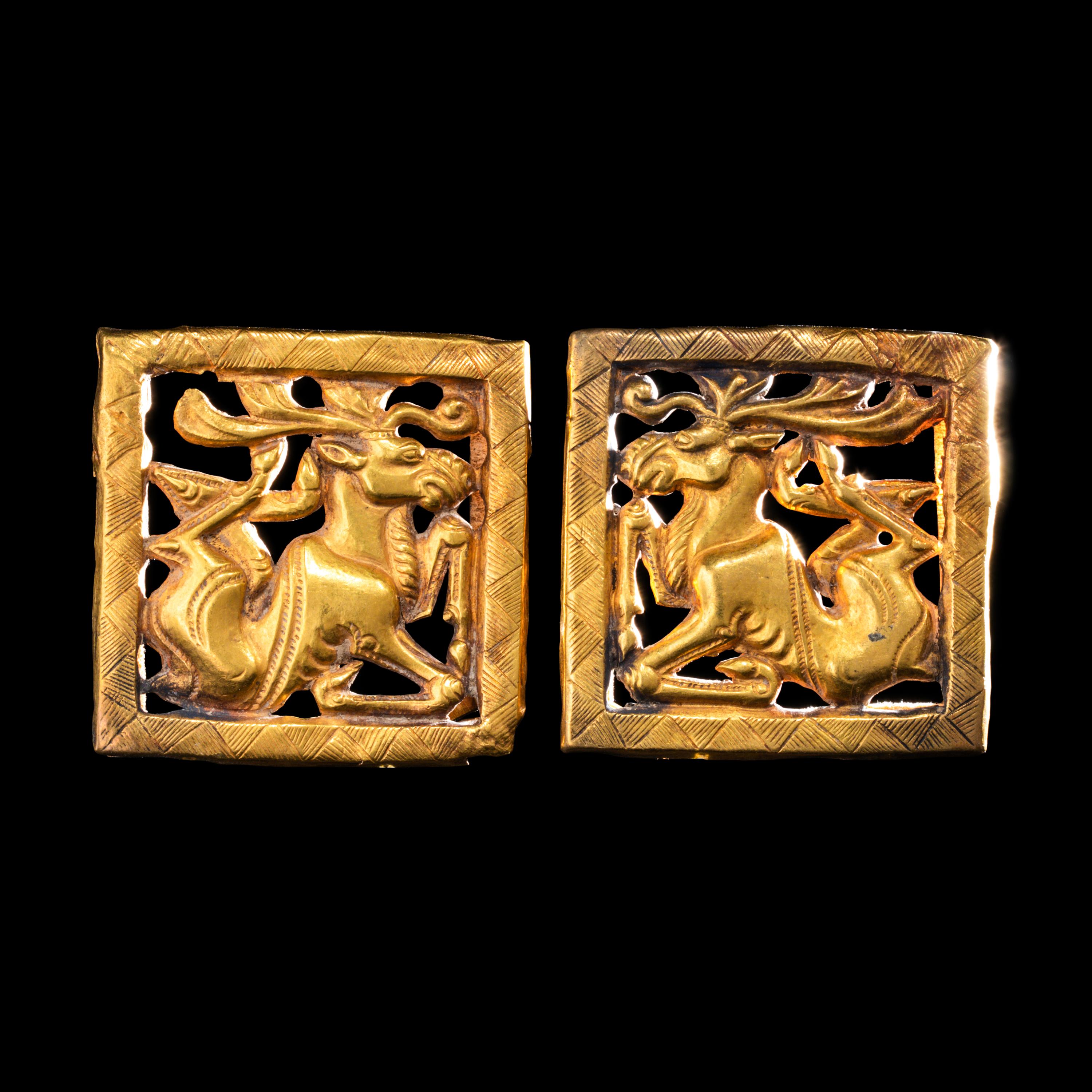 A Pair of Eurasian Gold Plaques with Stags
