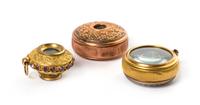 Three Pendant Form Collapsible Monoculars, Diameter of first 1 1/4 inches.