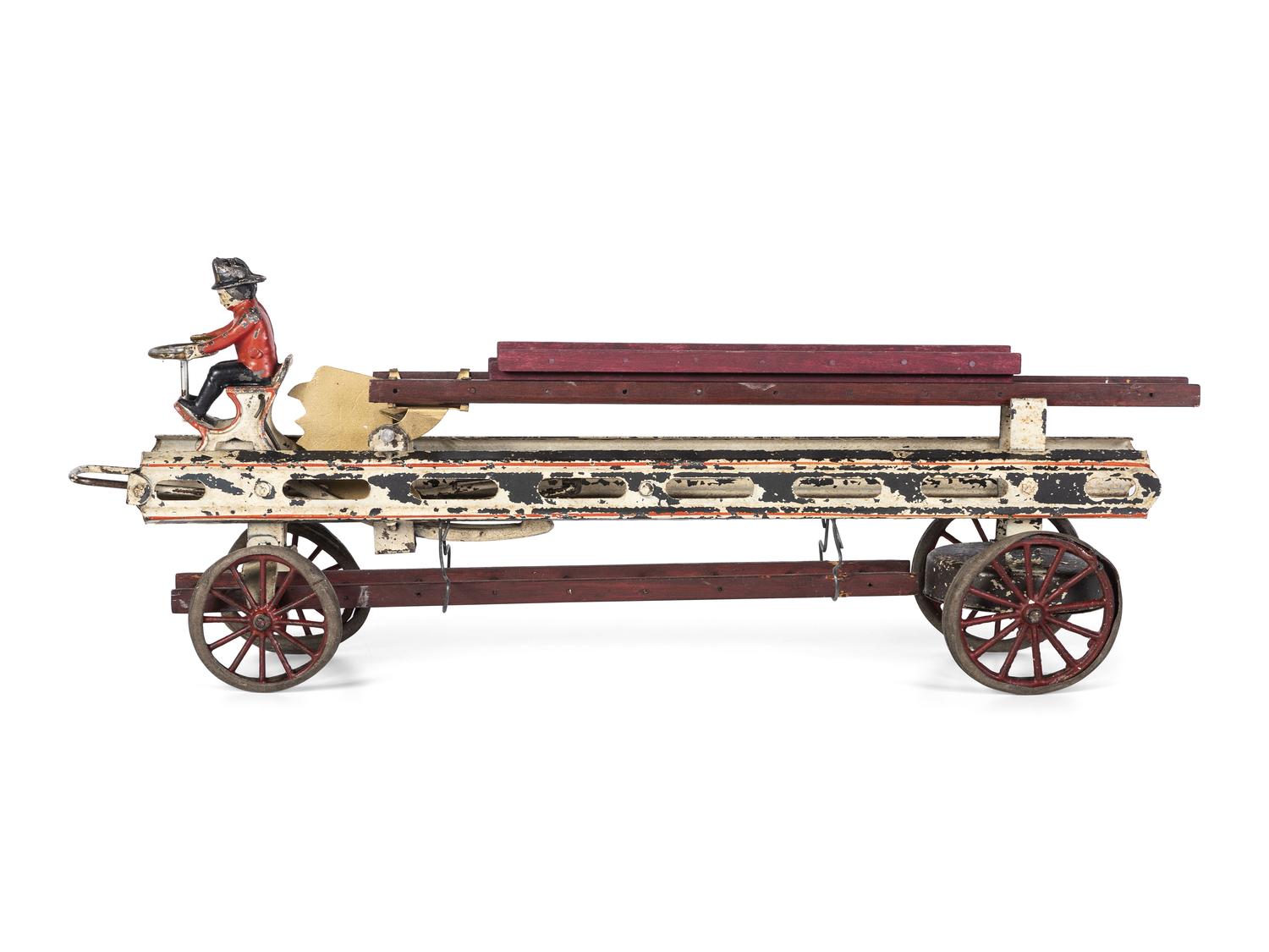 Two Pressed Steel and Tin Toy Fire Trucks