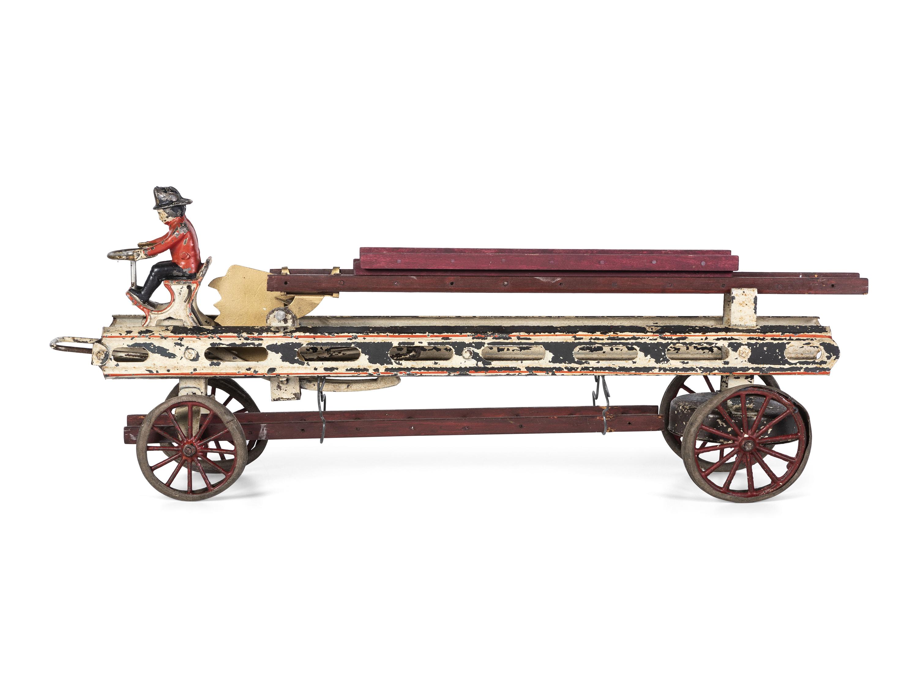 Two Pressed Steel and Tin Toy Fire Trucks