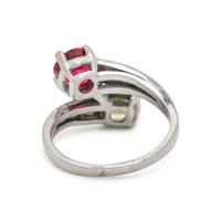 TSAVORITE GARNET, RED SPINEL AND DIAMOND 'TOI ET MOI' RING