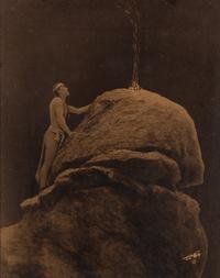 CURTIS, Edward (1868-1952), photographer. Signal Fire to the Mountain Gods. Ca 1909.
