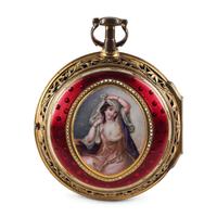 An Austrian Gilt-Bronze, Enamel, Hardstone and Pearl Cased Pocket Watch