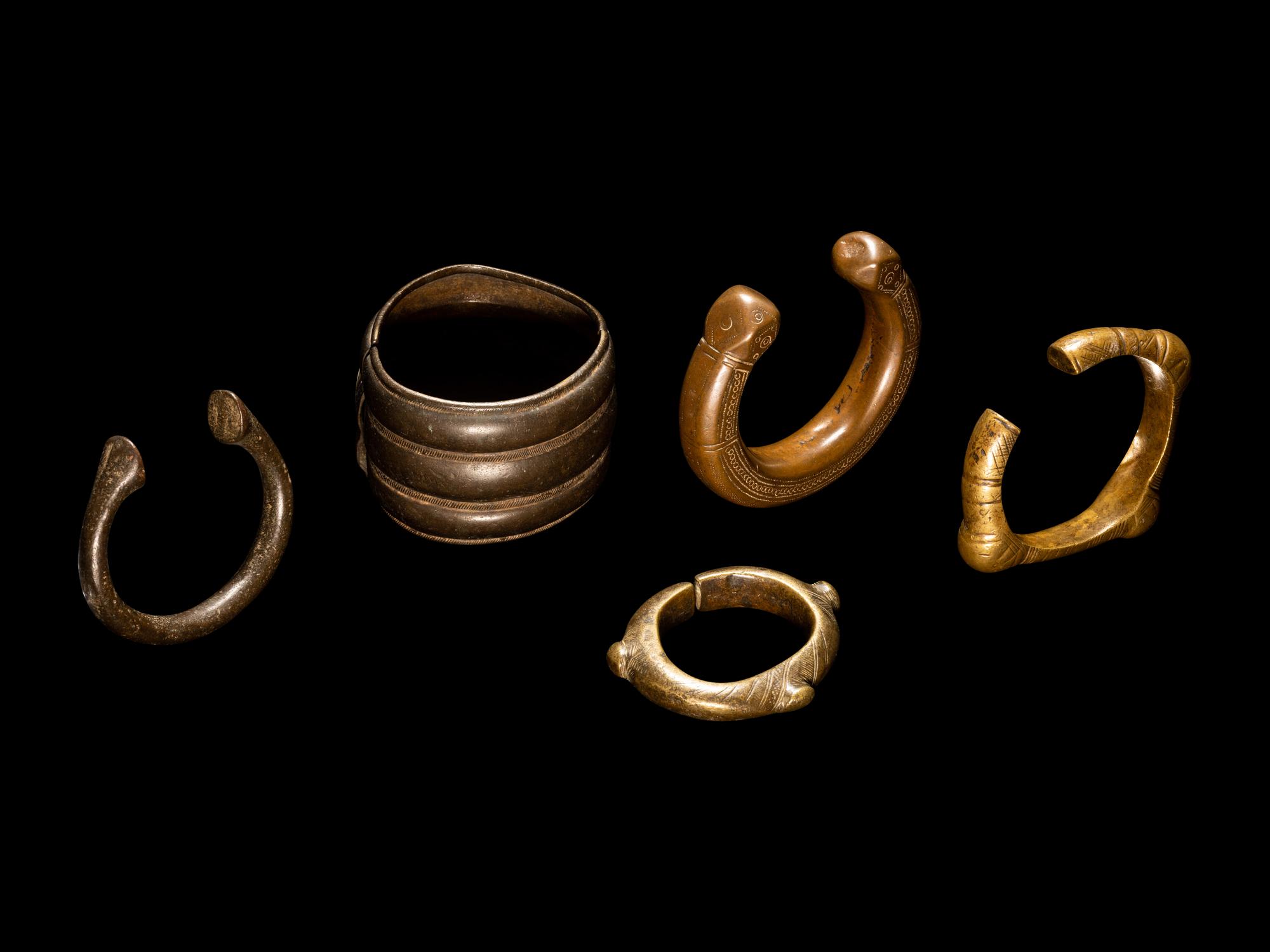 Five African Metalwork Bracelets