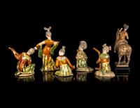 Six Chinese Tang-Style Pottery Figures