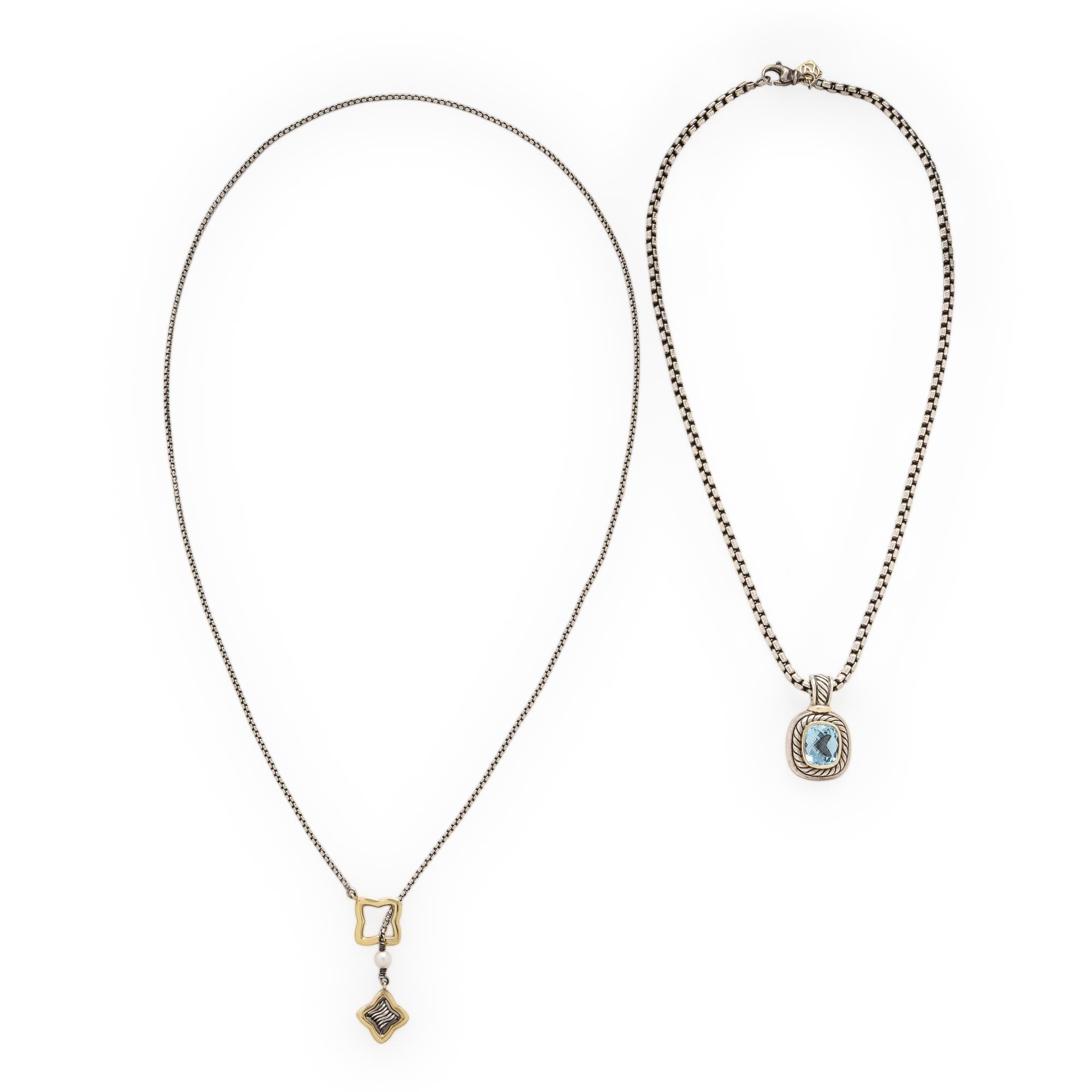 David Yurman, 'Albion' and 'Quatrefoil Lariat', Sterling Silver, Yellow Gold, and Multigem Necklaces