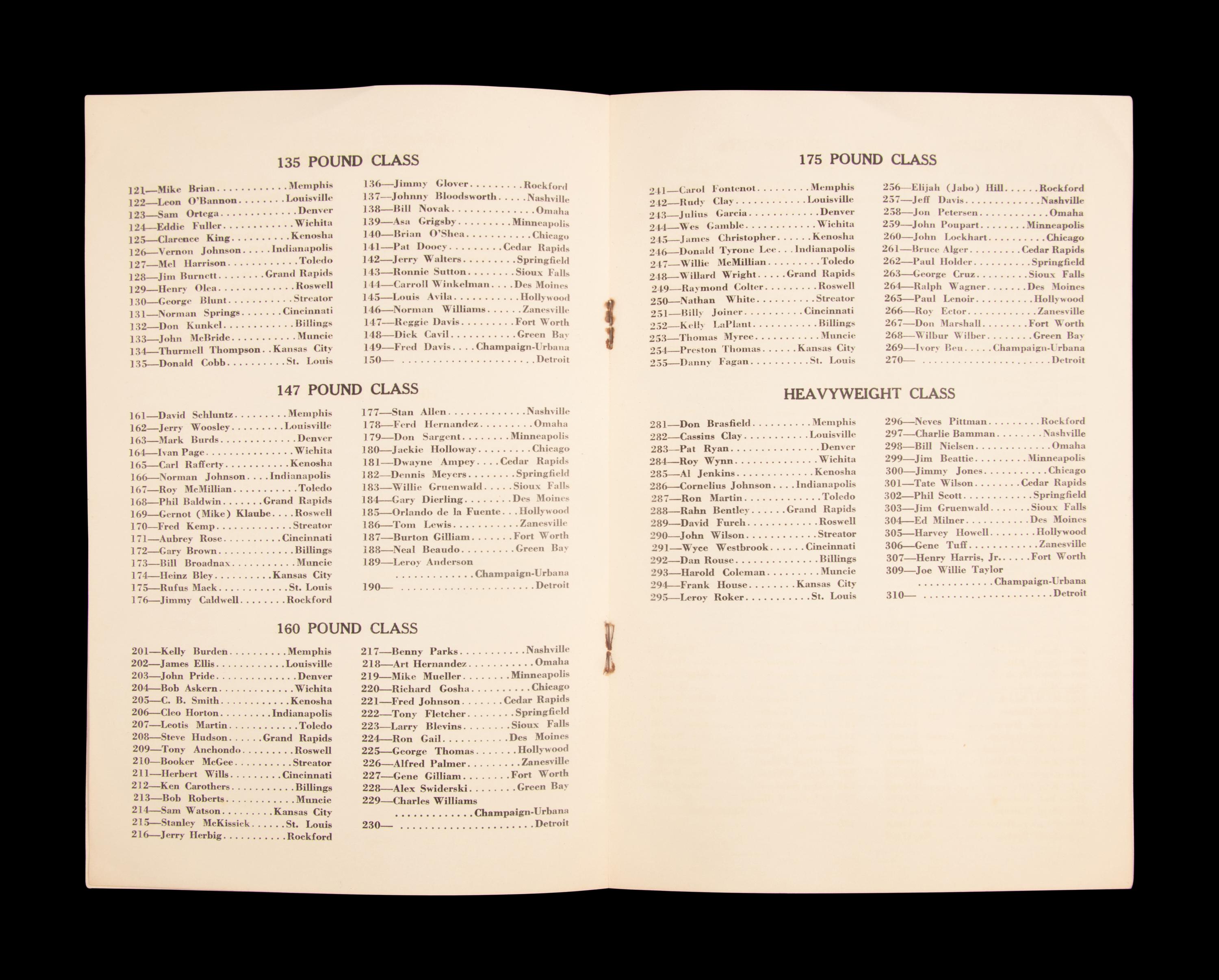 An Original 1960 Golden Gloves Tournament of Champions On Site Program Featuring Cassius Clay (Muhammad Ali)
