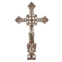 A Cast Iron Crucifix 27" W — France, 20th Century