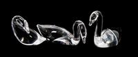 Three Steuben Glass Swans Height 4 1/4 x length 7 inches (largest)