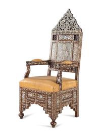A Syrian Mother of Pearl Inlaid Armchair