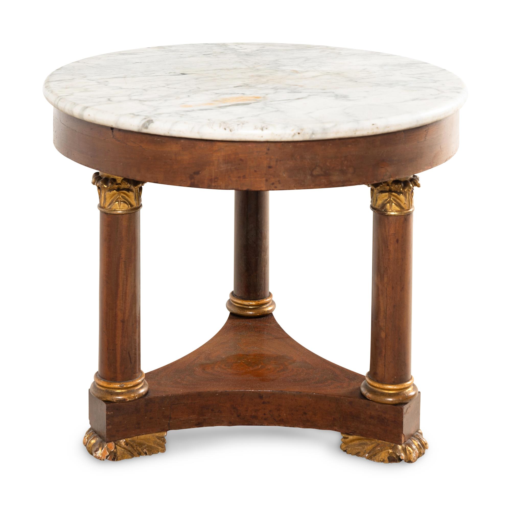 An Empire Style Gilt-Bronze Mounted Marble Top Guéridon