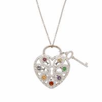 TIFFANY & CO., DIAMOND, MULTIGEM, AND WHITE GOLD 'HEART KEY' PENDANT NECKLACE