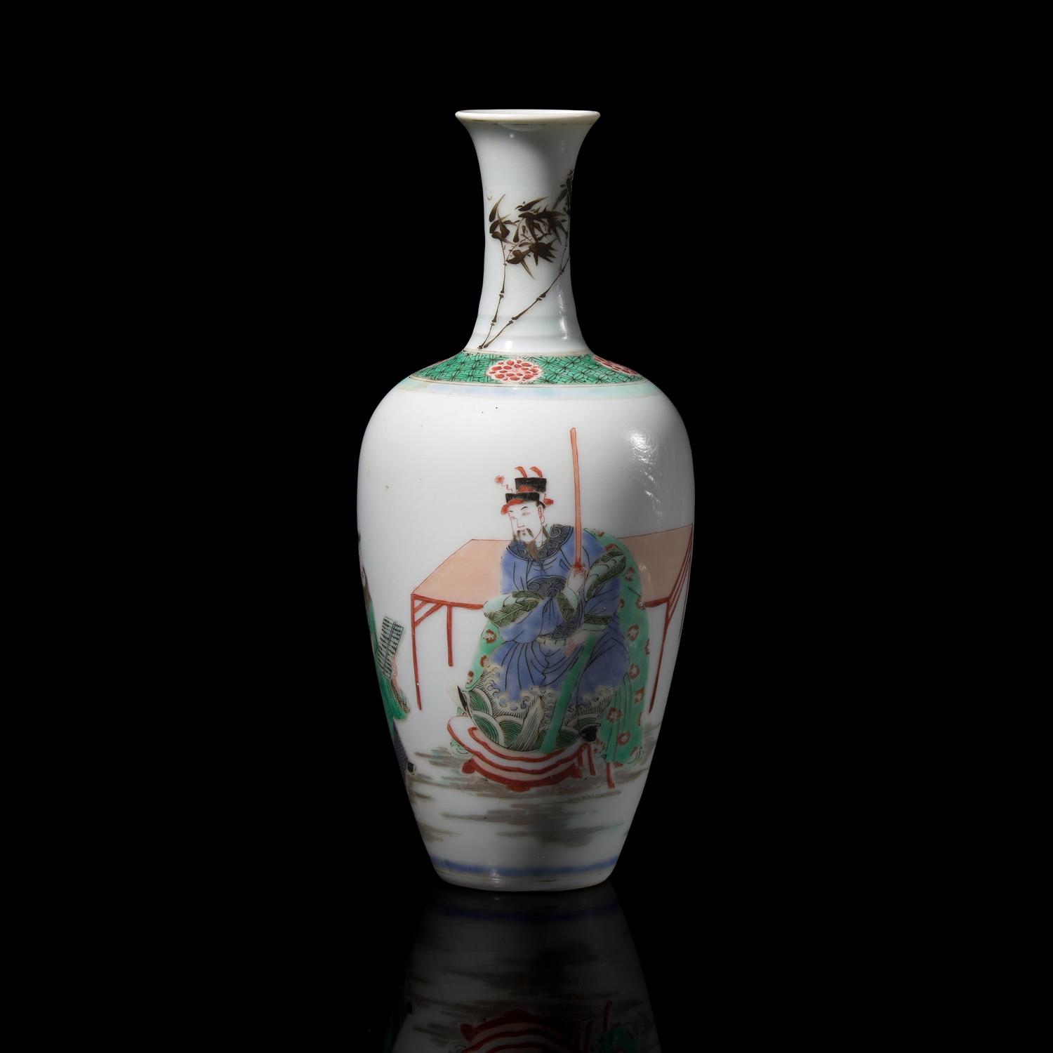 A Chinese Famille Verte Decorated Vase — 康熙款 五彩人物圖賞瓶