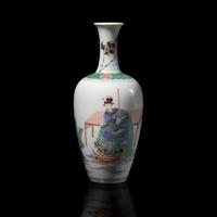 A Chinese Famille Verte Decorated Vase — 康熙款 五彩人物圖賞瓶