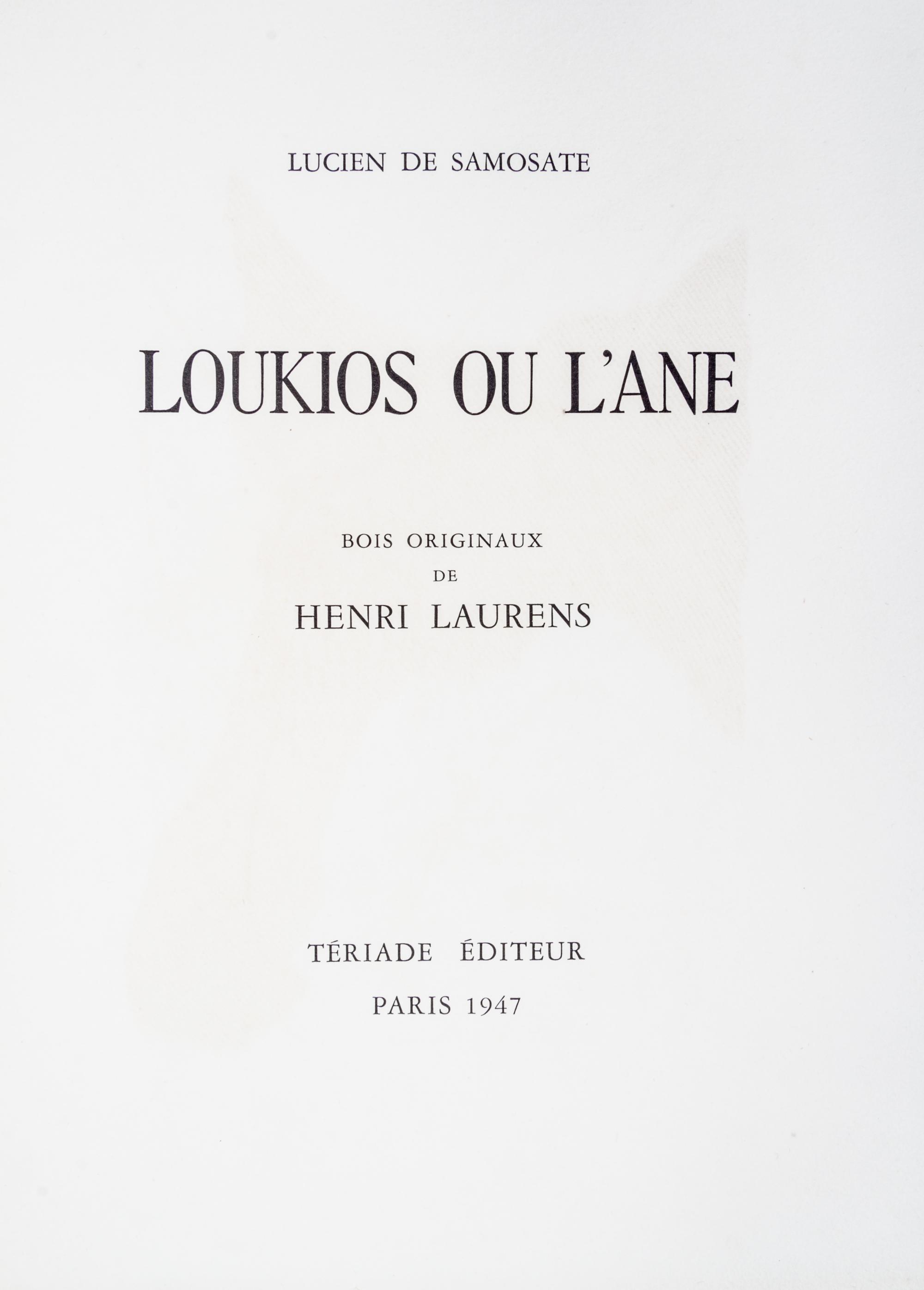 (LAURENS, HENRI) LUCIEN DE SAMOSATE [LUCIAN]. Loukios ou l'ane. Paris, 1947. Limited, signed.