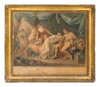 A Pair of French Colored Engravings in Giltwood Frames