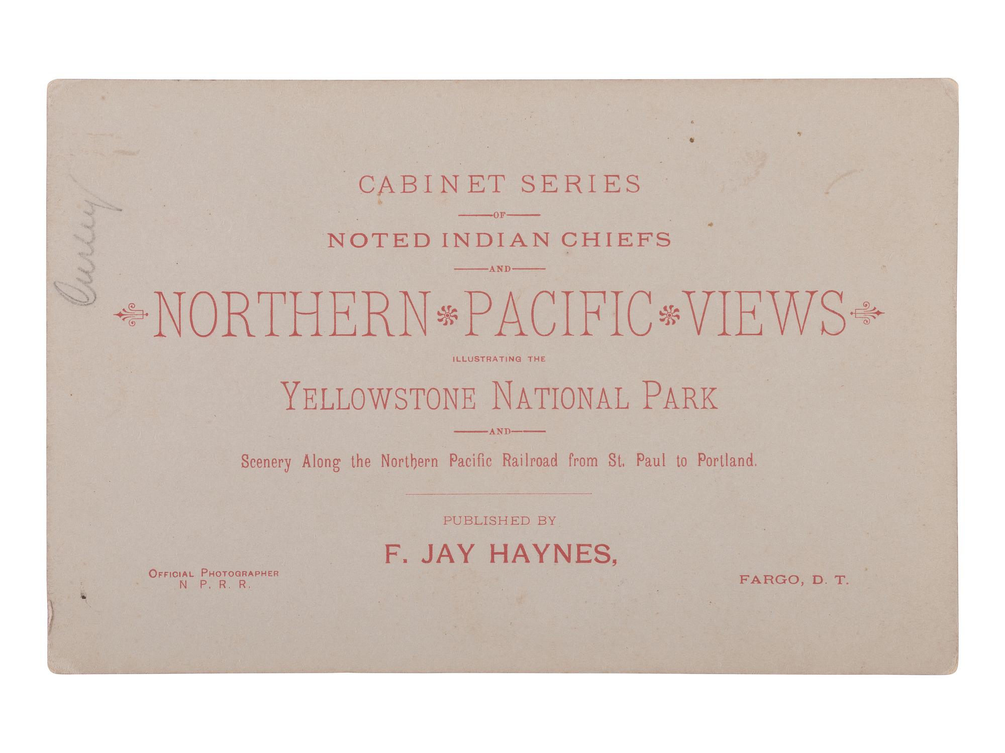 HAYNES, Frank Jay (1853-1921), photographer. Cabinet card of Curley, George Custer's scout. Fargo, Dakota Territory, ca 1880s.