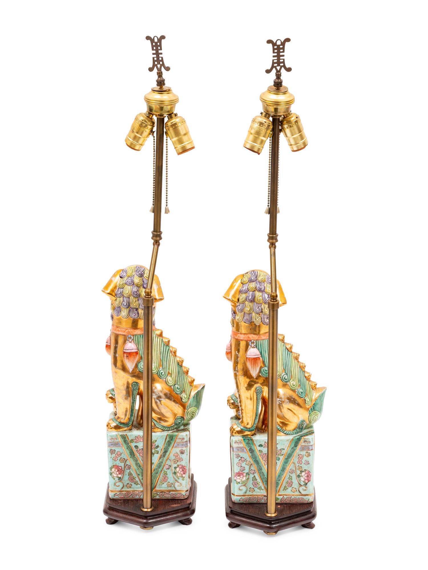 A Pair of Chinese Porcelain Lamps