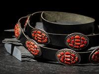 Navajo Sterling Silver and Coral Cluster Concha Belt