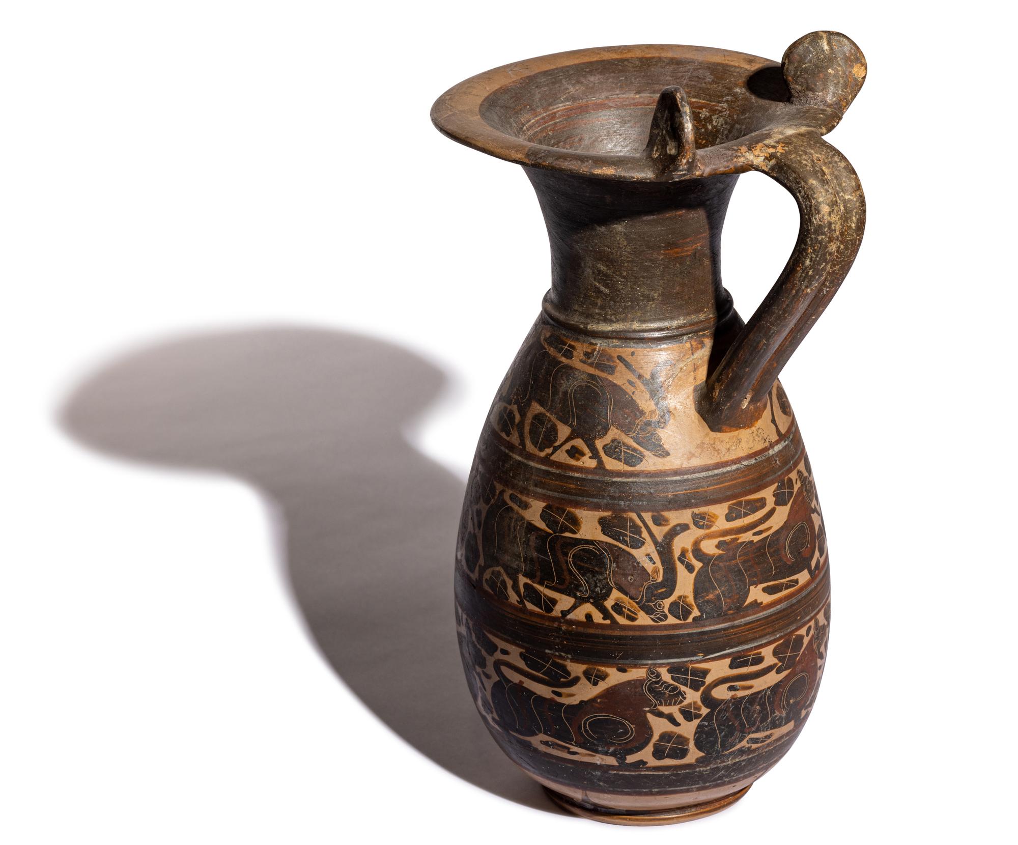 An Italo-Corinthian Black-Figured Olpe with Animal Friezes