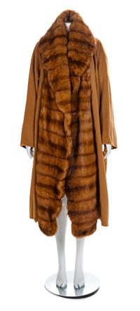 Atelier Versace Wool Coat with Wide Fur Trim, 1990s No size label