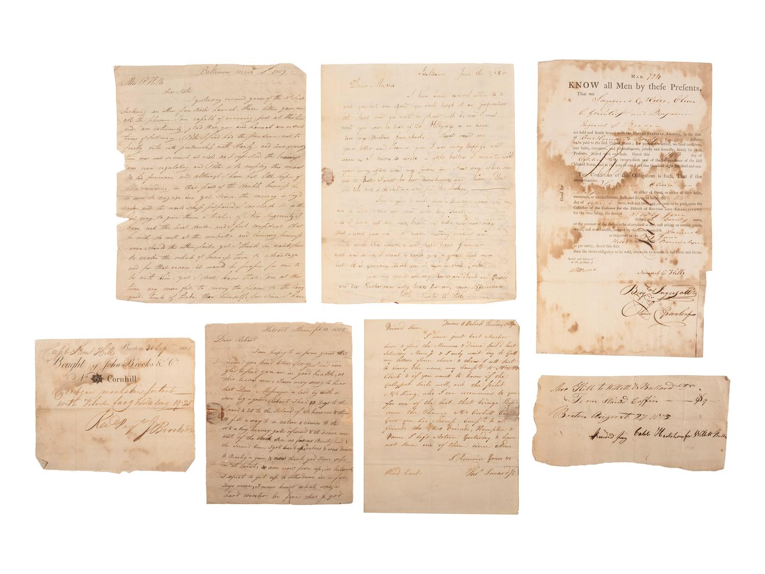 [SHIPPING & COMMERCE]. Documents and correspondence involving a Massachusetts sea captain.