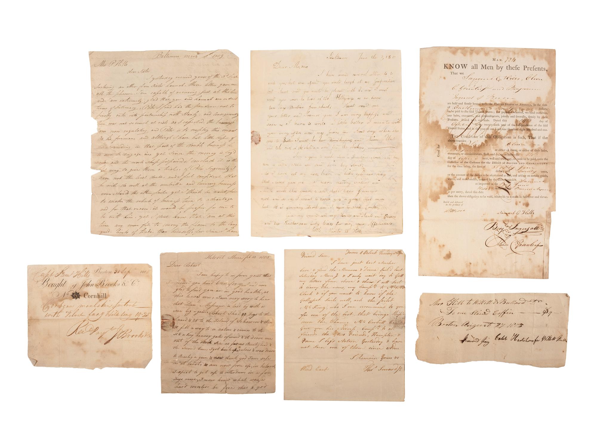 [SHIPPING & COMMERCE]. Documents and correspondence involving a Massachusetts sea captain.