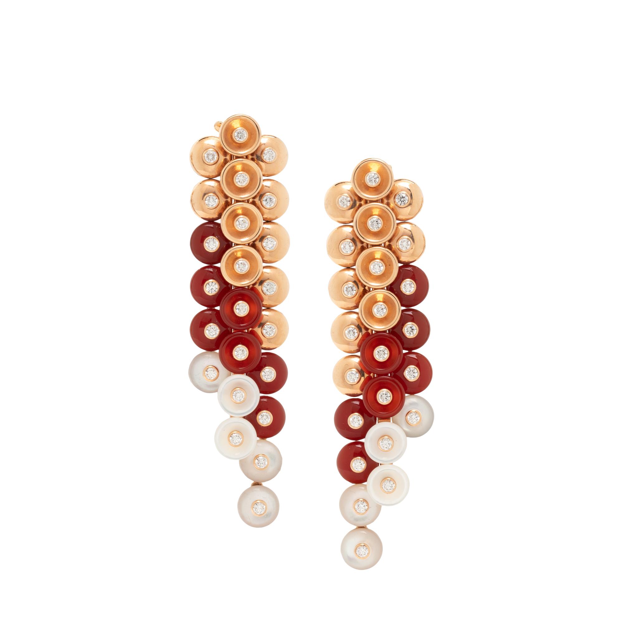 VAN CLEEF & ARPELS, ROSE GOLD AND GEMSTONE 'BOUTON D'OR' EARRINGS