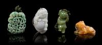 Four Hardstone Pendants Length of first 1 7/8 inches.