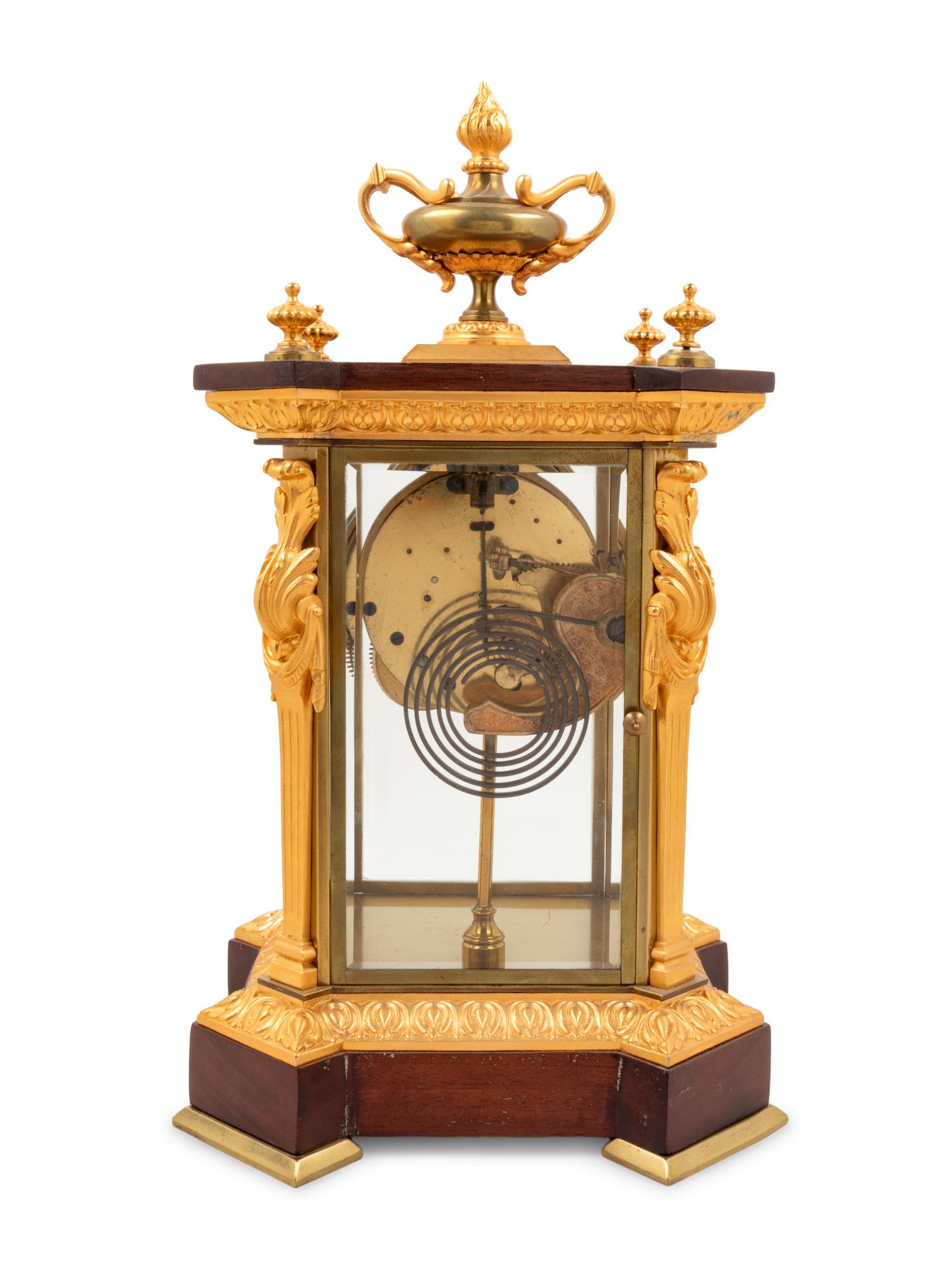 An Ansonia Commodore Gilt Metal Mounted Crystal Mantel Clock