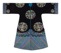 A Black Ground Embroidered Silk Lady's Surcoat