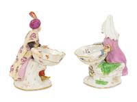 A Pair of Meissen Porcelain Figural Salts