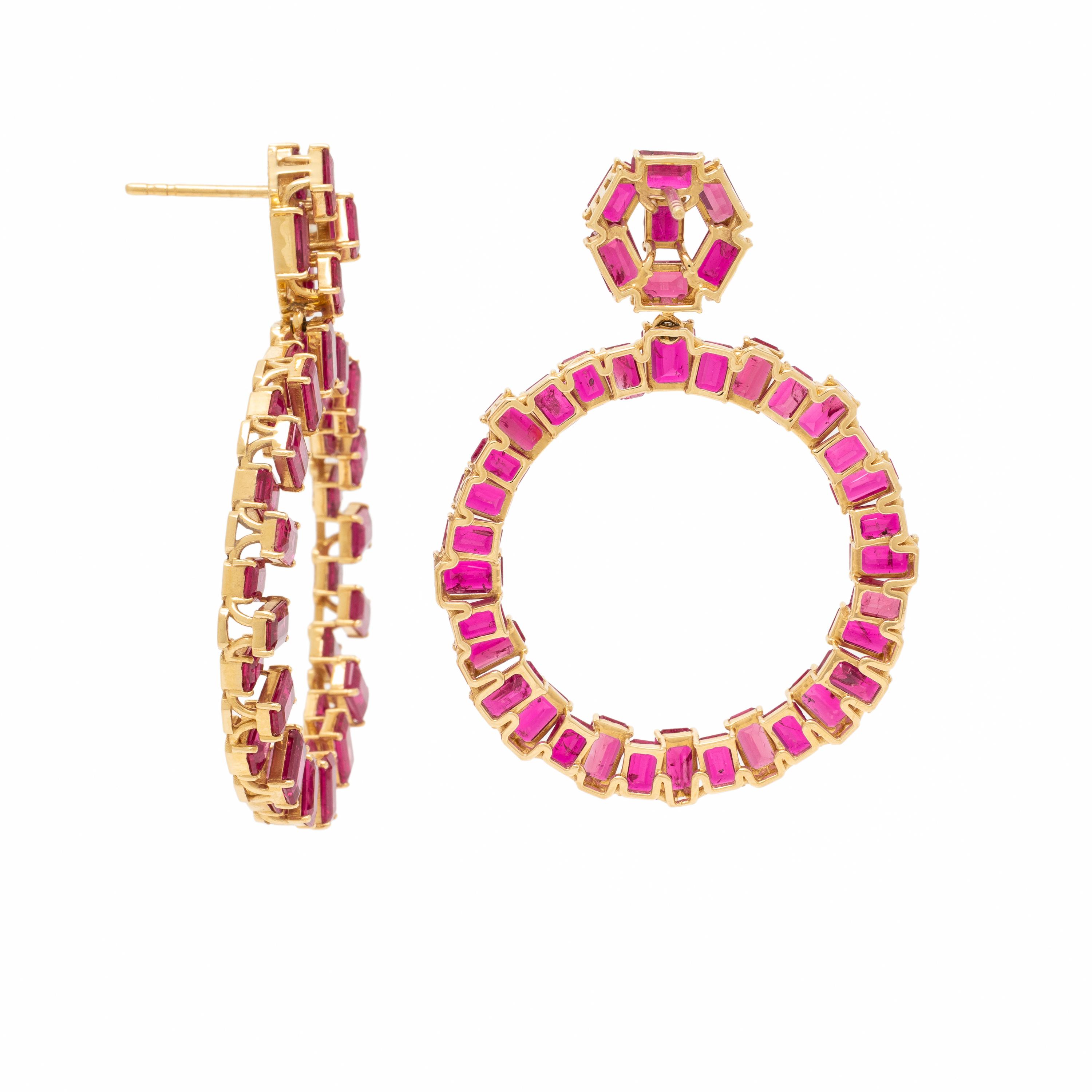 Goshwara, Pink Sapphire and Yellow Gold Earrings