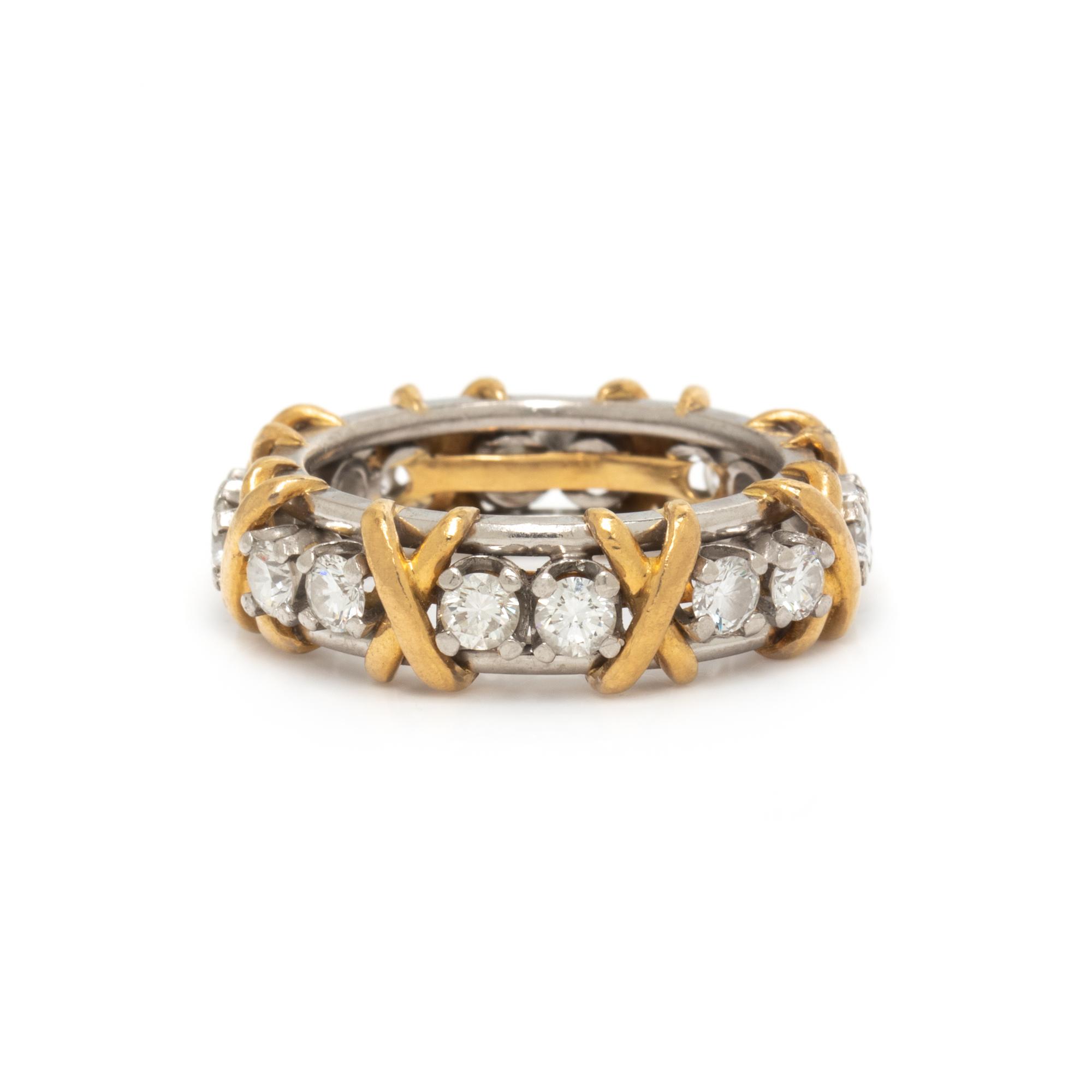 TIFFANY & CO., SCHLUMBERGER, YELLOW GOLD, PLATINUM, AND DIAMOND 'SIXTEEN STONE' RING