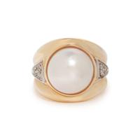 CULTURED MABE PEARL AND DIAMOND RING