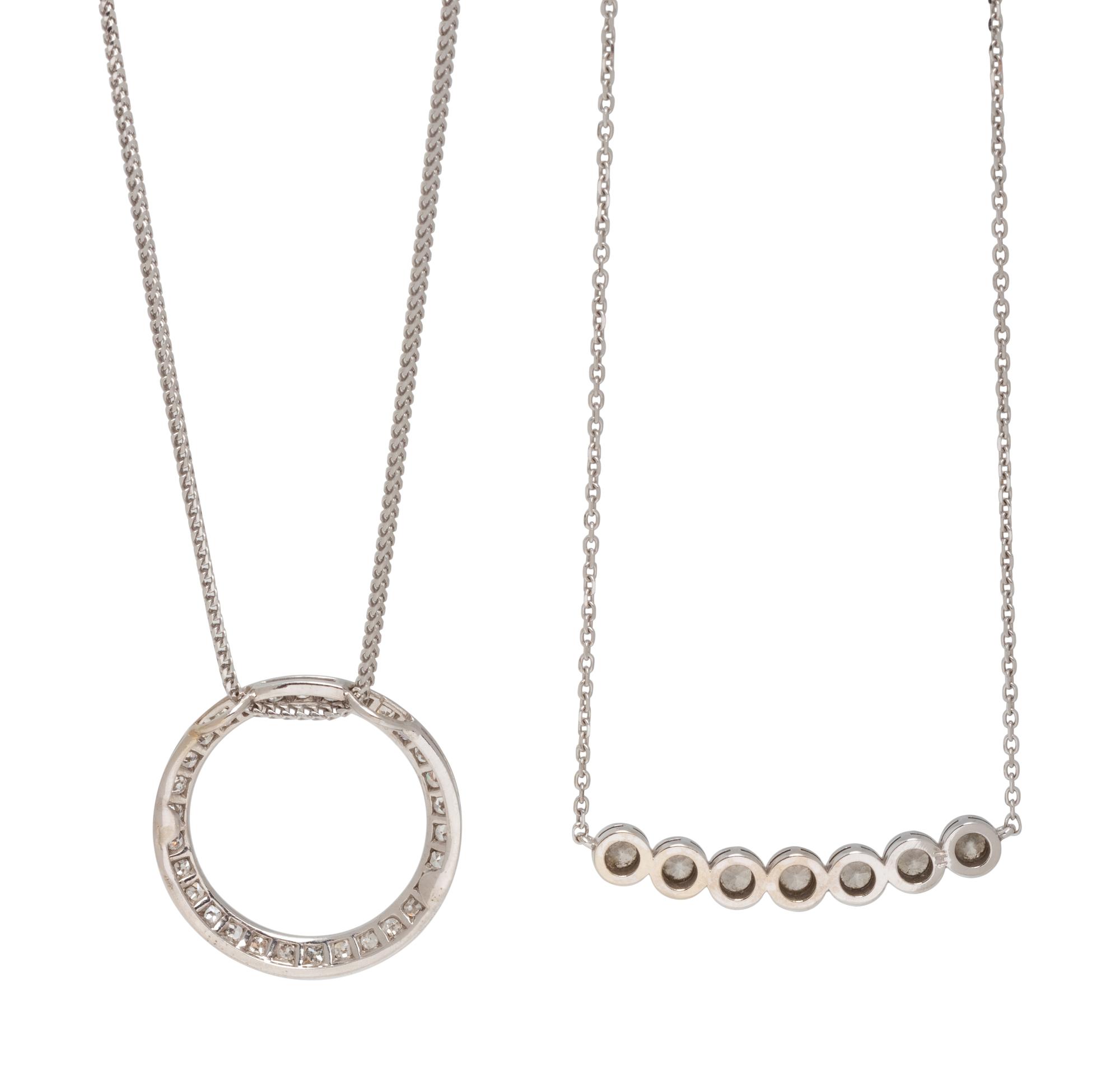 COLLECTION OF WHITE GOLD AND DIAMOND NECKLACES