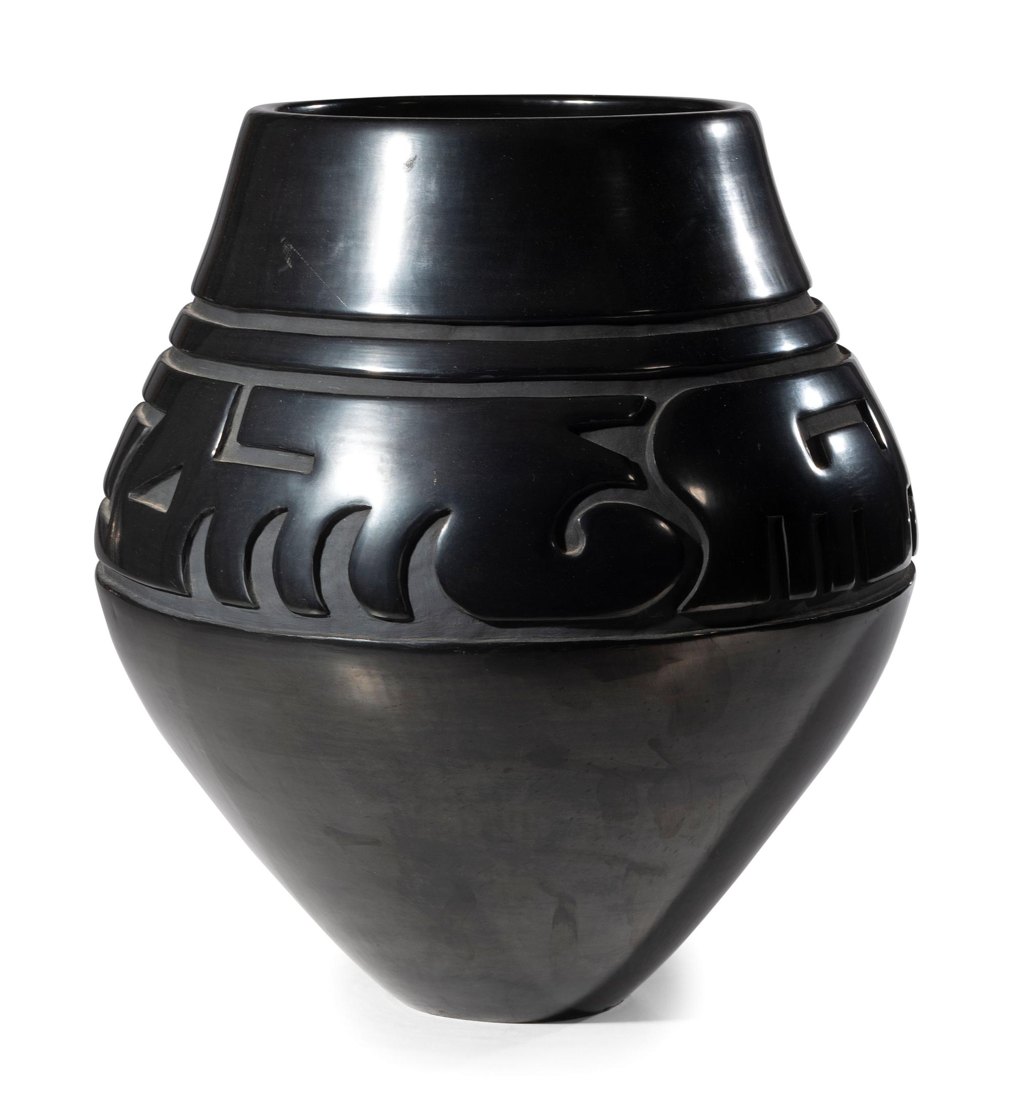 Award Winning Carved Blackware Pottery Vase