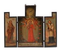 A Continental Painted Altar Triptych
