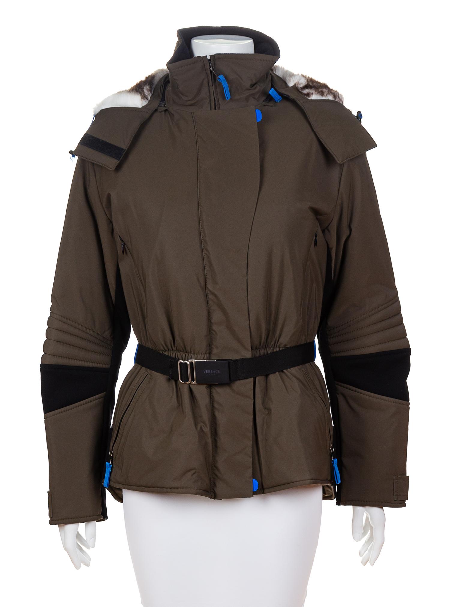 A Versace Sport Army Green Ski Coat, Size 40.