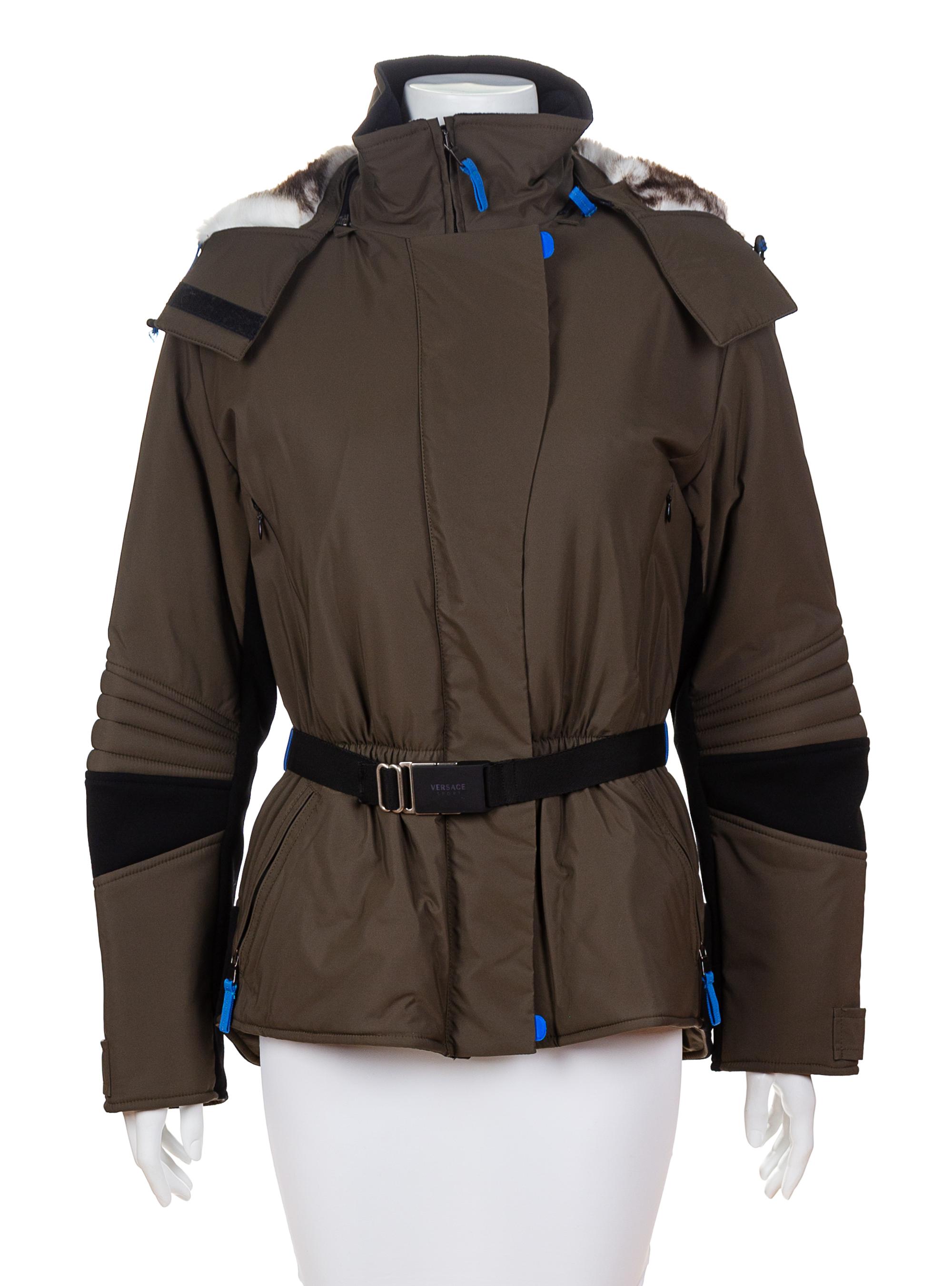 A Versace Sport Army Green Ski Coat, Size 40.
