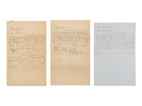 LINCOLN, Abraham (1809-1865). A group of 3 autograph documents in Lincoln's hand relating to the legal case Mary Ann Jacobus vs. Kitchell & Kitchell. Tazewell County, Illinois, 1851.