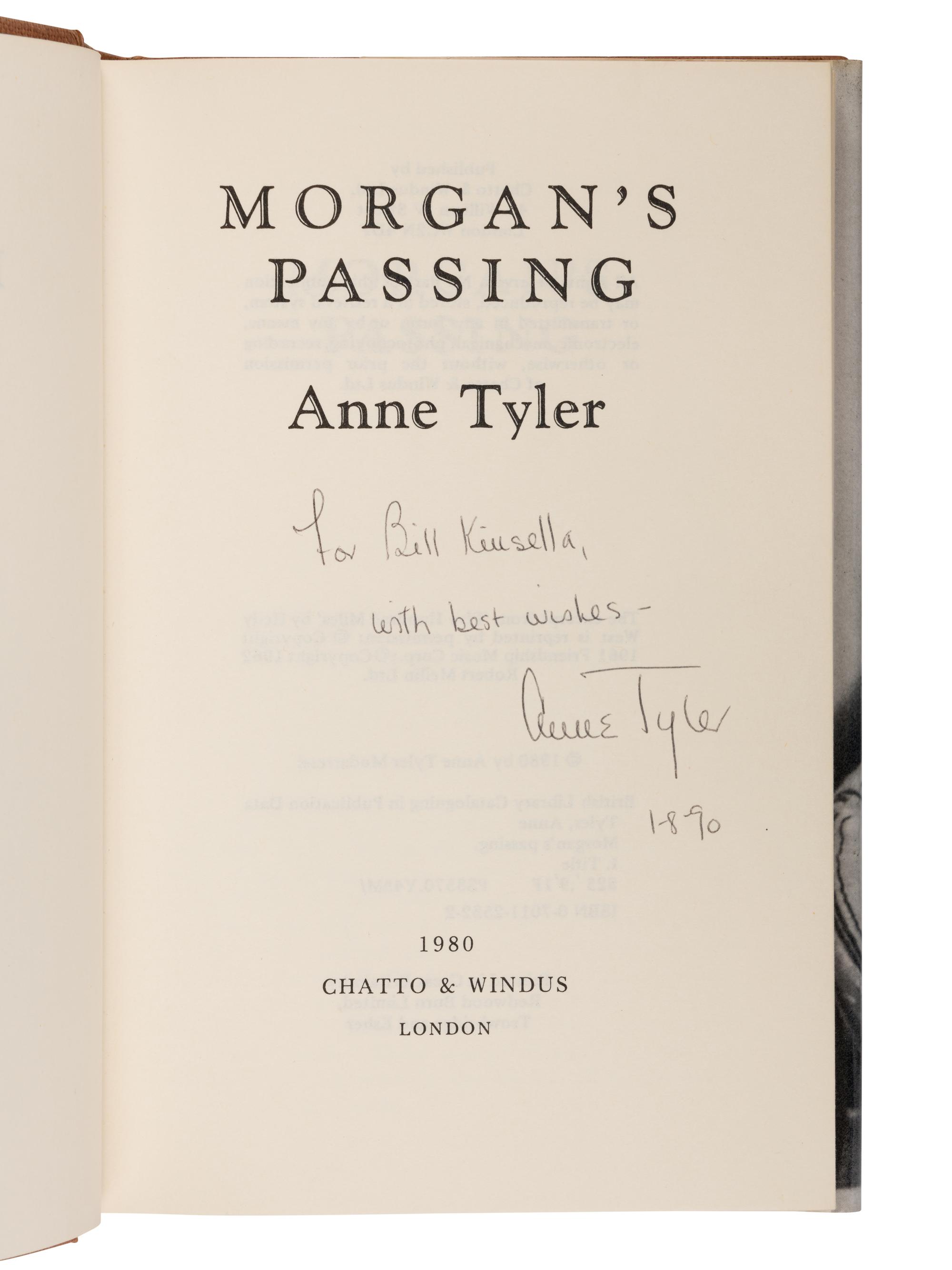 TYLER, Anne (b. 1941). A group of 9 FIRST EDITIONS, MANY INSCRIBED OR SIGNED BY TYLER, comprising:
