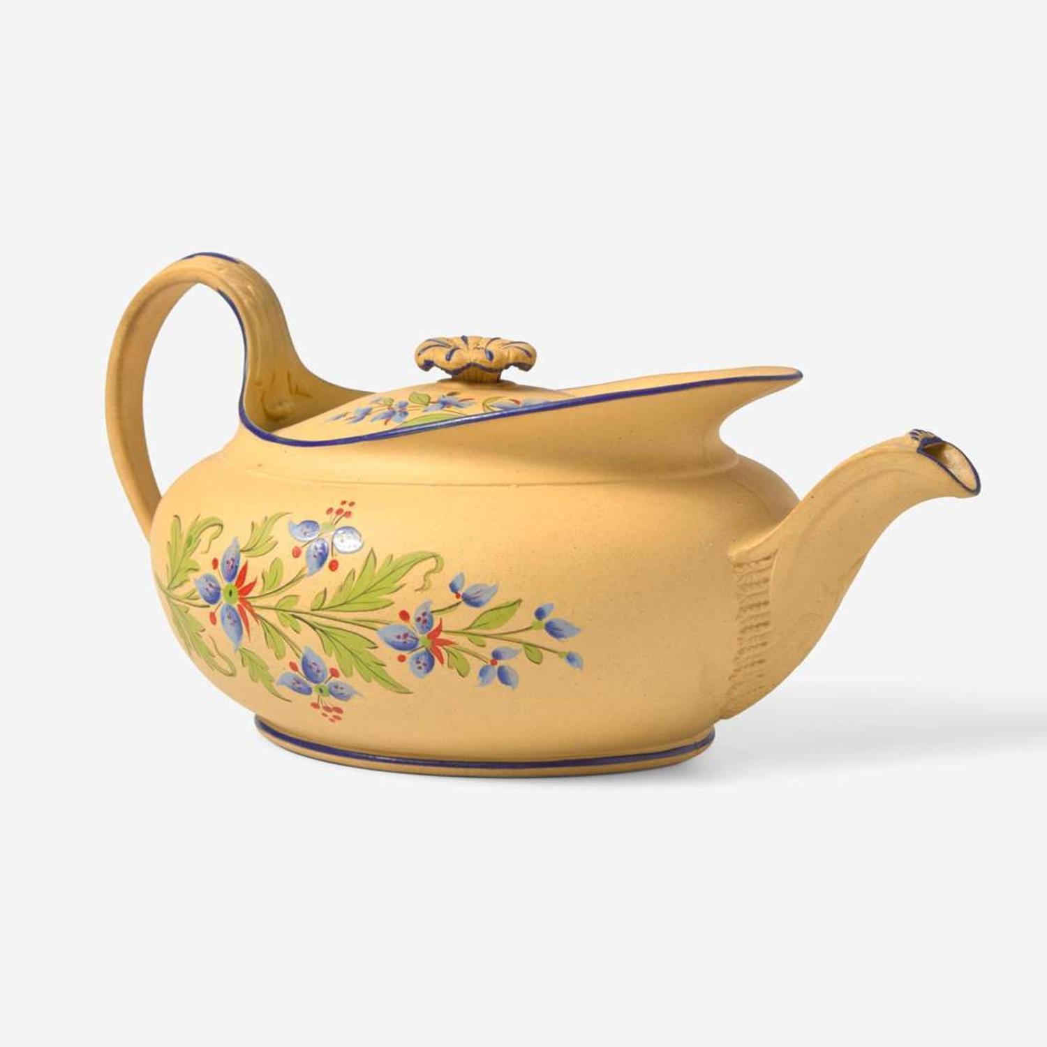 A Wedgwood Encaustic-Decorated Caneware Assembled Three Piece Tea Set UK, circa 1790