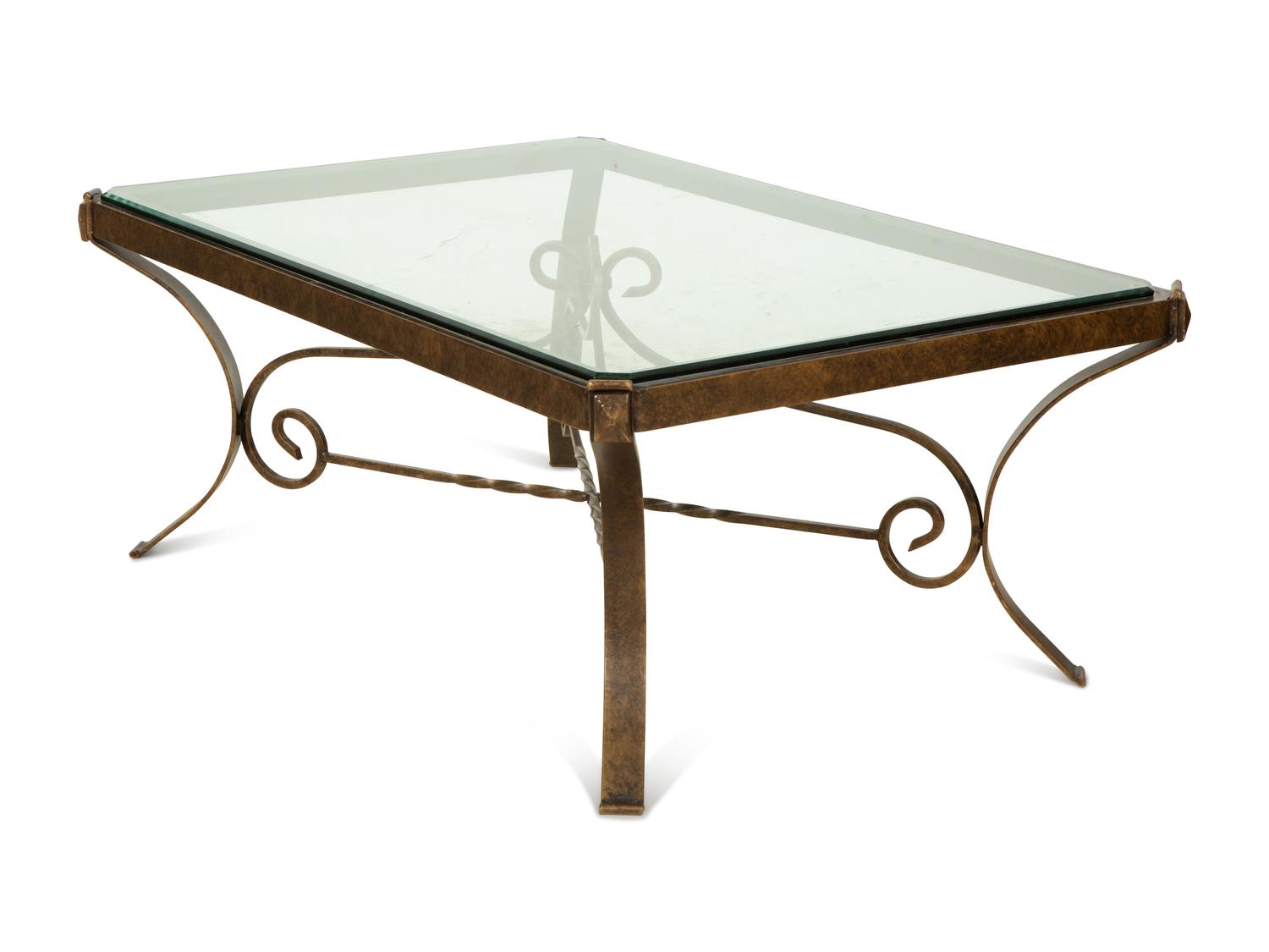 A Bronze and Glass Coffee Table