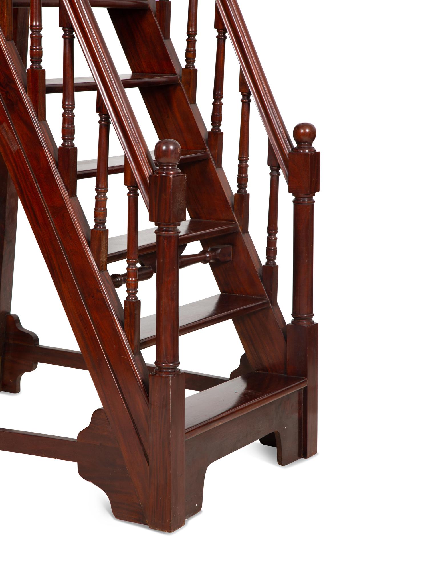 A Set of Georgian Style Mahogany Library Steps