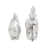 Two Silver Elephant-Form Articles